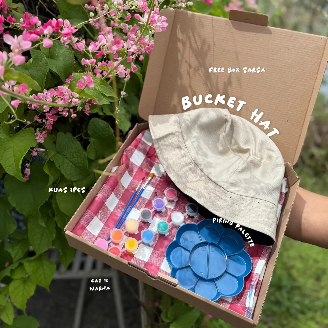 PAKET DIY LUKIS BUCKET HAT / TOPI COCOK UNTUK MENGISI WAKTU PLAYDATE DAN ARTDATE