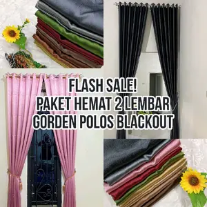 FLASH SALE!! PAKET 2 LEMBAR GORDEN PINTU DAN JENDELA BAHAN BLACKOUT PREMIUM FREE TALI DAN HOOK