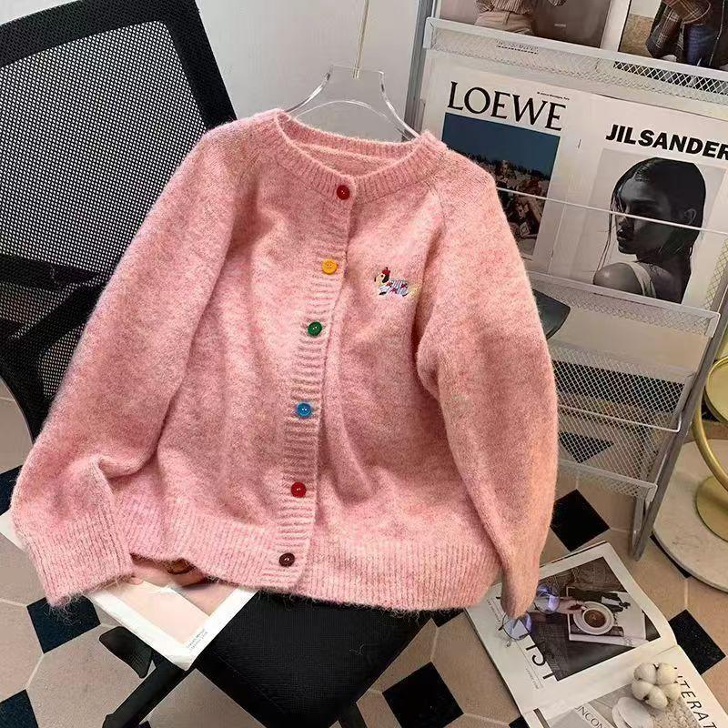 Áo Cardigan Dệt Kim, Phong Cách Thường Ngày Thêu Ngọt Ngào, Dẻo Dai, Dài Tay, Màu Mới Mùa Thu, Cài Nút, Dáng Rộng Vừa Vặn, Áo Khoác Len, Dành Cho Nữ 2