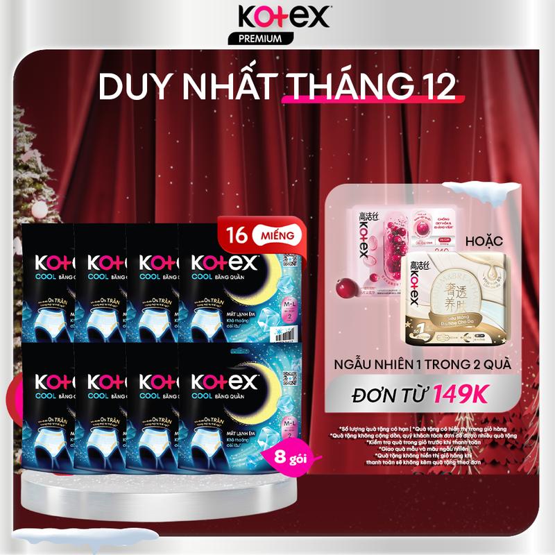Kotex X Hannah Olala Combo 8 Băng vệ sinh Kotex Dạng Quần Cool cỡ M L 2 Miếng