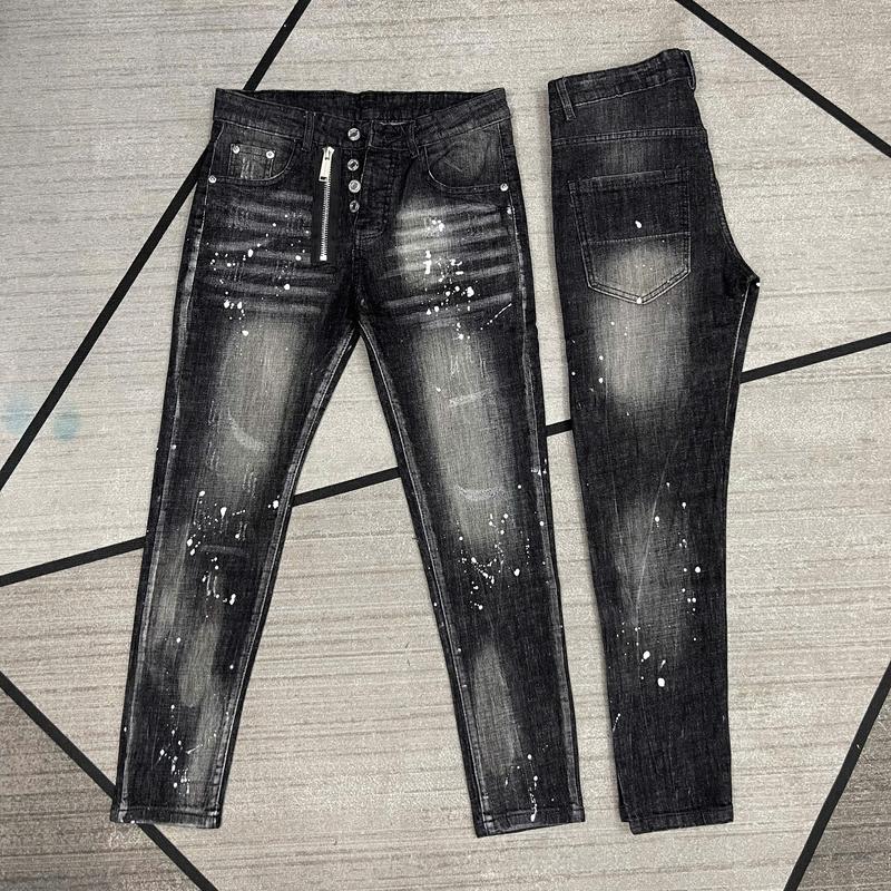 Quần Jean Nam đen xám khói trơn khóa lệch có BIGSIZE bản super 4 cúc A30 Menswear