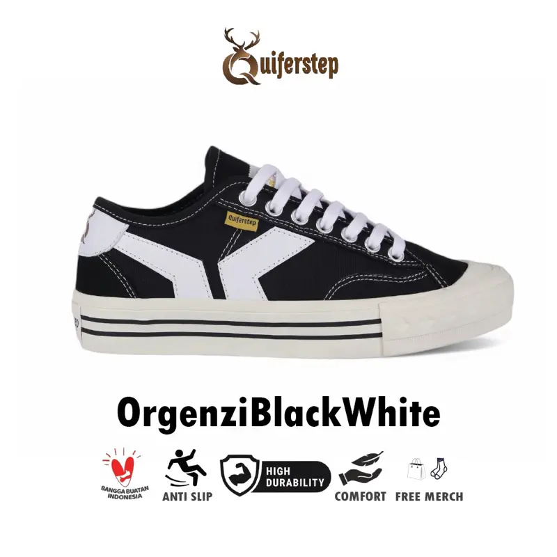 Sepatu Quiferstep series orgenzi black white pria wanita spatu sneakers hitam putih sekolah original Casual Shoes Kasual