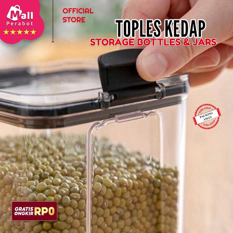 Mall Perabot | Toples Kedap Storage Bottle & Jars | Plastik Bening | Set Toples | Aesthetic | Toples Bumbu Dapur | Kotak Snack Kedap Udara Transparan 6