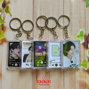 Gantungan Kunci Foto Custom Spotify Inisial Request lagu dan foto sendiri