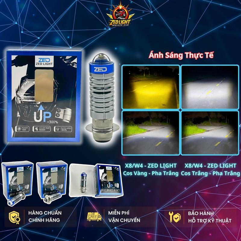  Bi Cầu X8 ZED LIGHT - Siêu Sáng Chân M5 Lắp Dream Wave Nhỏ Fu1 Fu2 Sirius Exciter... Dùng Được Điện Máy Hoặc Điện Bình - Đèn Pha LED Bảo Hành 2 Năm 