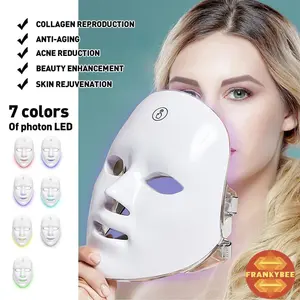 Led Mask Photon Therapy Alat Perawatan Wajah 7 Light Warna Led Mask Photon Therapy Rechargeable Facial LED Mask Red Machine Box Elektrik Merah