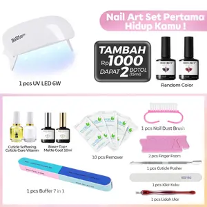 Modelones Paket Nailart pro unyu unyu untuk pemula / setkumplit nailart Kuku 15ml Kutek Gel warna Random 2pcs