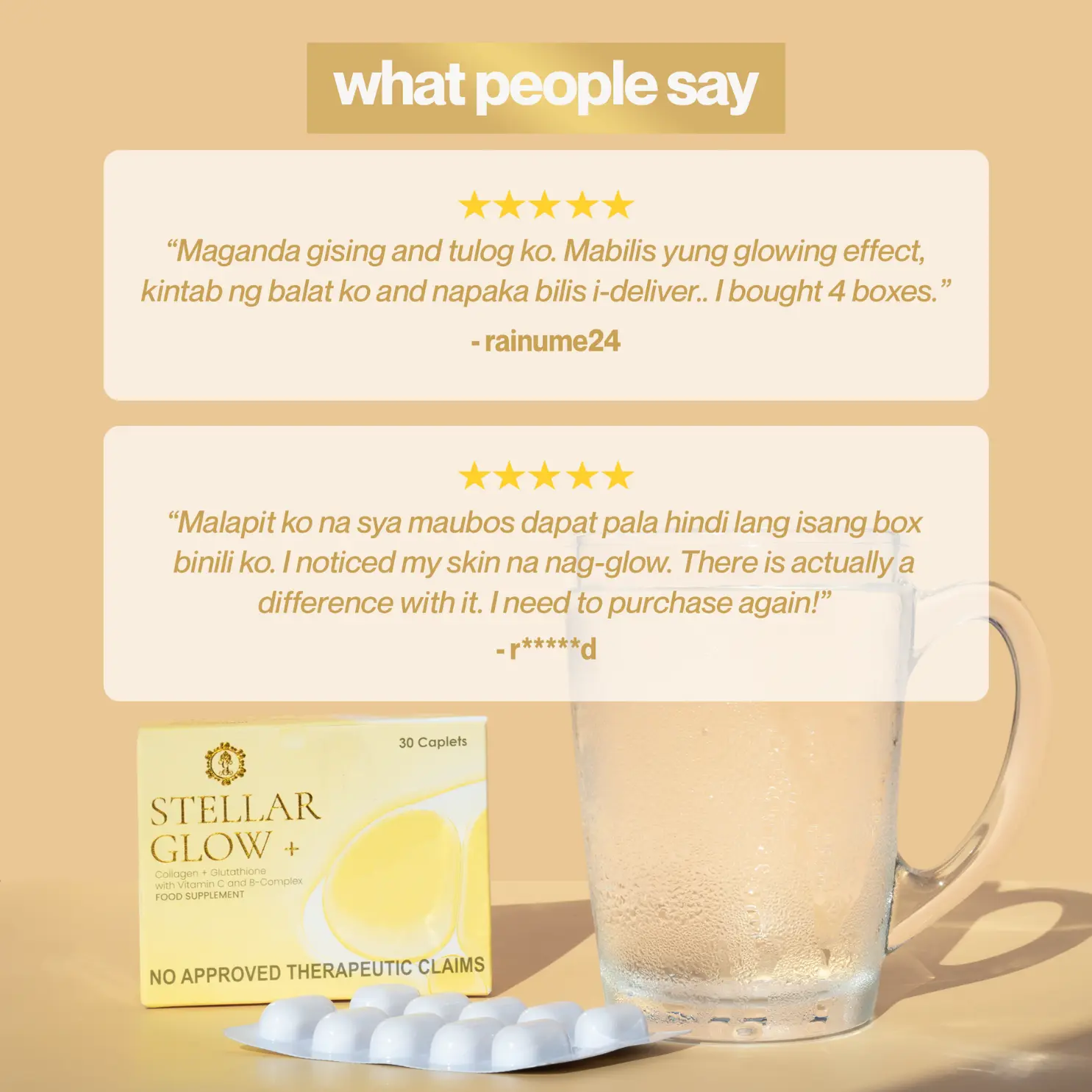GorgeousGlowPH Stellar Glow Plus Glutathione Collagen Beauty Supplement 30  Caplets with Vitamin C & B-Complex for Glowing Skin, Immunity Boost, and  Hair & Nail Health - TikTok Shop Philippines