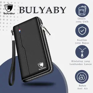 BULYABY Dompet Pria Kulit Asli Ritslet Multifungsi Kapasitas Besar Anti Air Cocok untuk Perjalanan Bisnis Rekreasi Kualitas Bagus Desain Unik Kartu