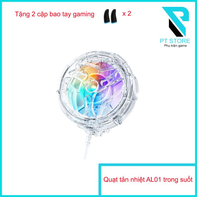 Quạt tản nhiệt AL01 trong suốt - Làm mát tốt cho điện thoại - Đèn led RGB đẹp mắt - Thiết kế trong suốt độc đáo