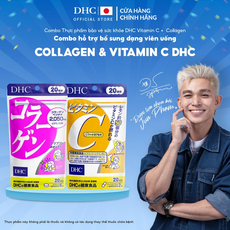 Combo TPBVSK DHC VITAMIN C HARD CAPSULE + TPBVSK DHC COLLAGEN dạng viên uống hỗ trợ bổ sung Collagen & Vitamin C - DHC Nhật Bản chính hãng - Combo 20 Ngày và 60 Ngày