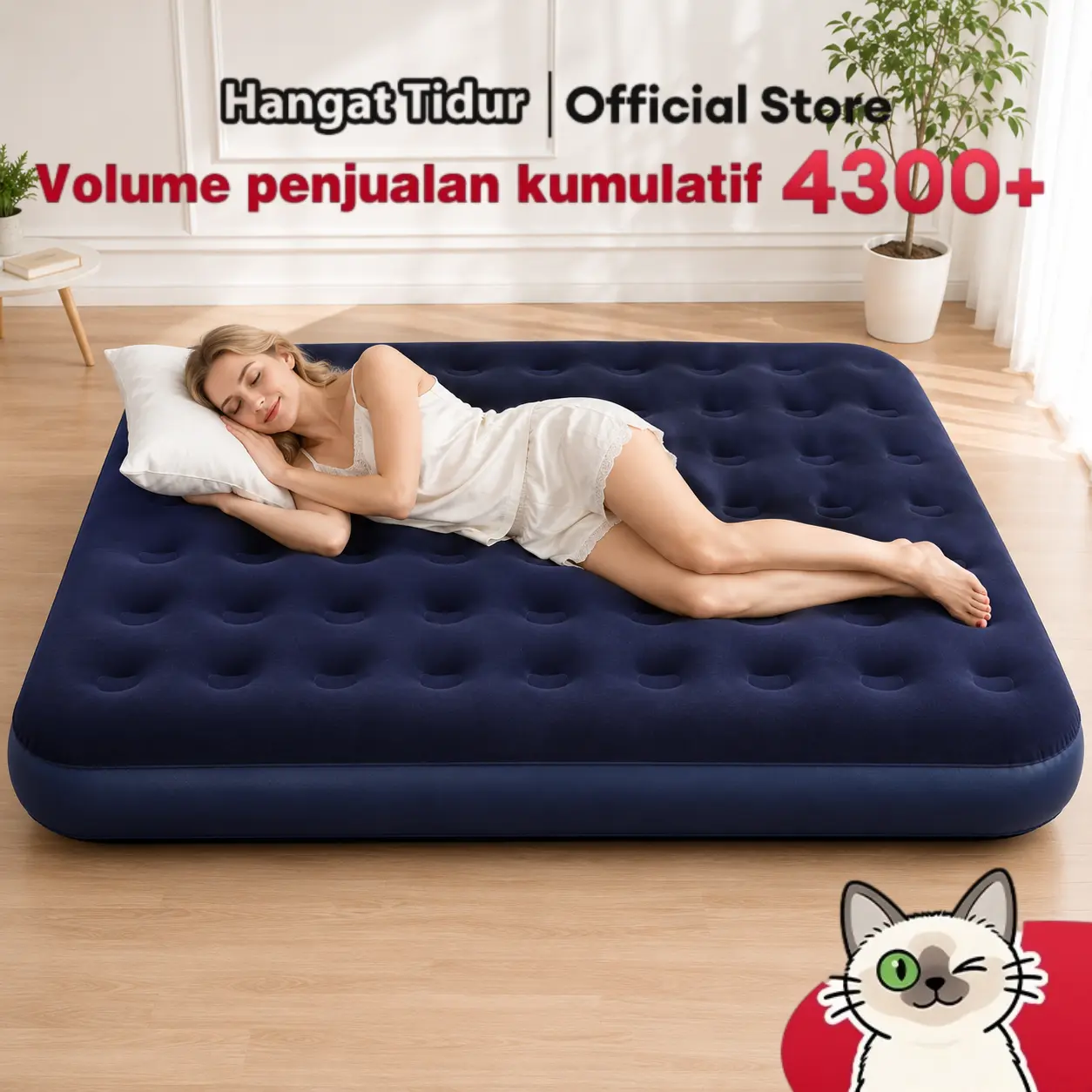 Kasur Tiup Camping Outdoor Tebal 22cm Tahan Beban 200kg, Airbed Portable dengan Pompa Manual, Kasur Angin Travel Bisa Dipakai Langsung, Anti Lembap, Nyaman untuk Tenda, Piknik, Rumah, Mobil