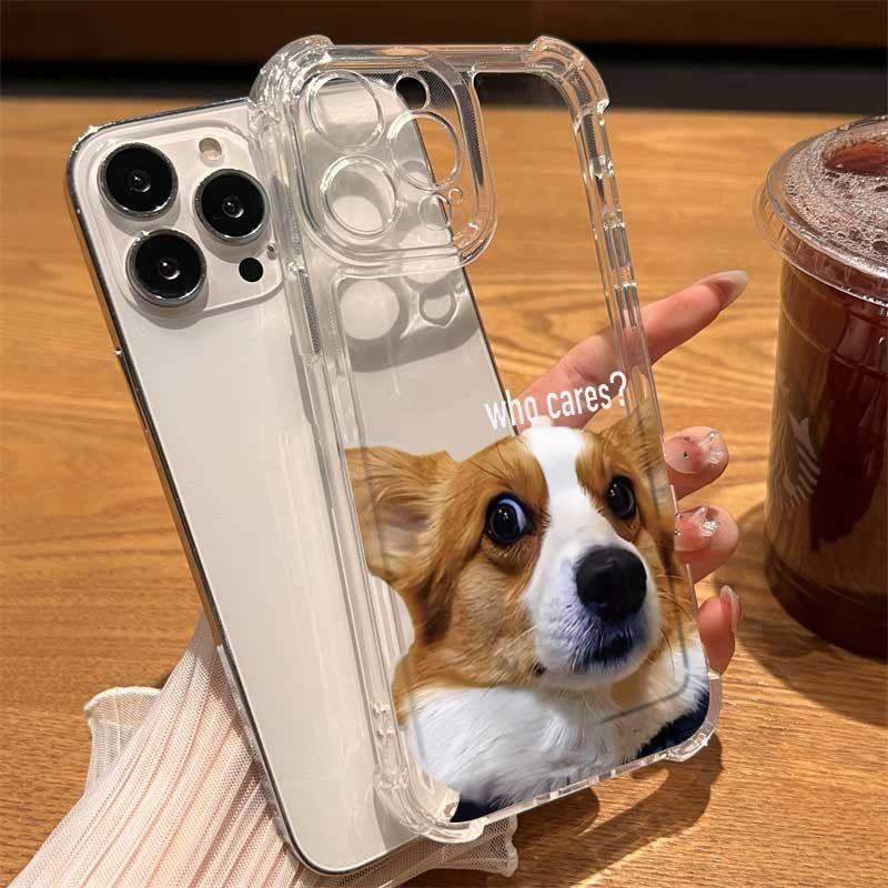 Ốp lưng silicon mềm chống sốc, chống va đập, hình chú chó Corgi ngộ nghĩnh, dùng cho iPhone 18 ProMax 11 13 17 8 16 Pro Max 12 14 XS Max 7 Plus XR 15