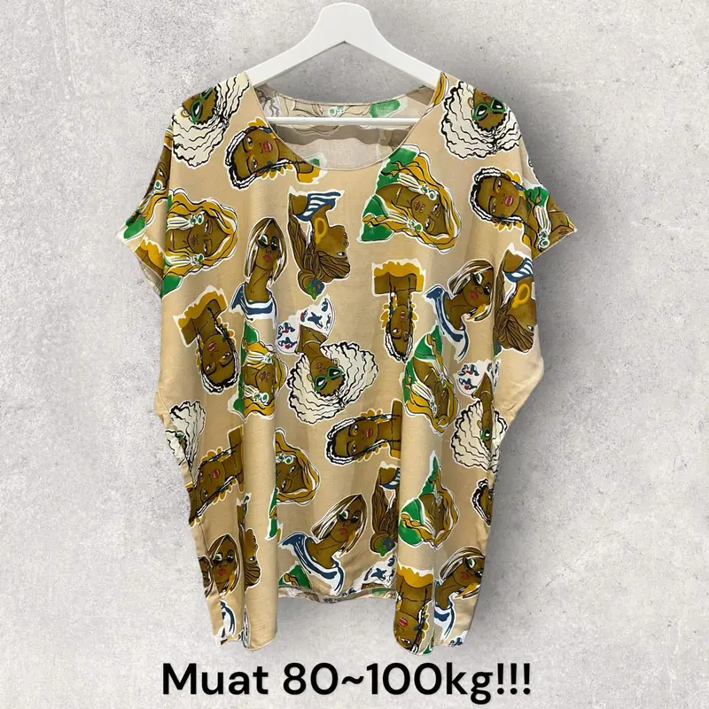 ATASAN BAJU BALI WANITA BLOUSE JUMBO FIT TO 4XL MUAT 80-100KG!!! REAL PICT Casual Top Dewasa Lembut Rayon Motif Bulat Santai Kaos Panjang Pantai 1