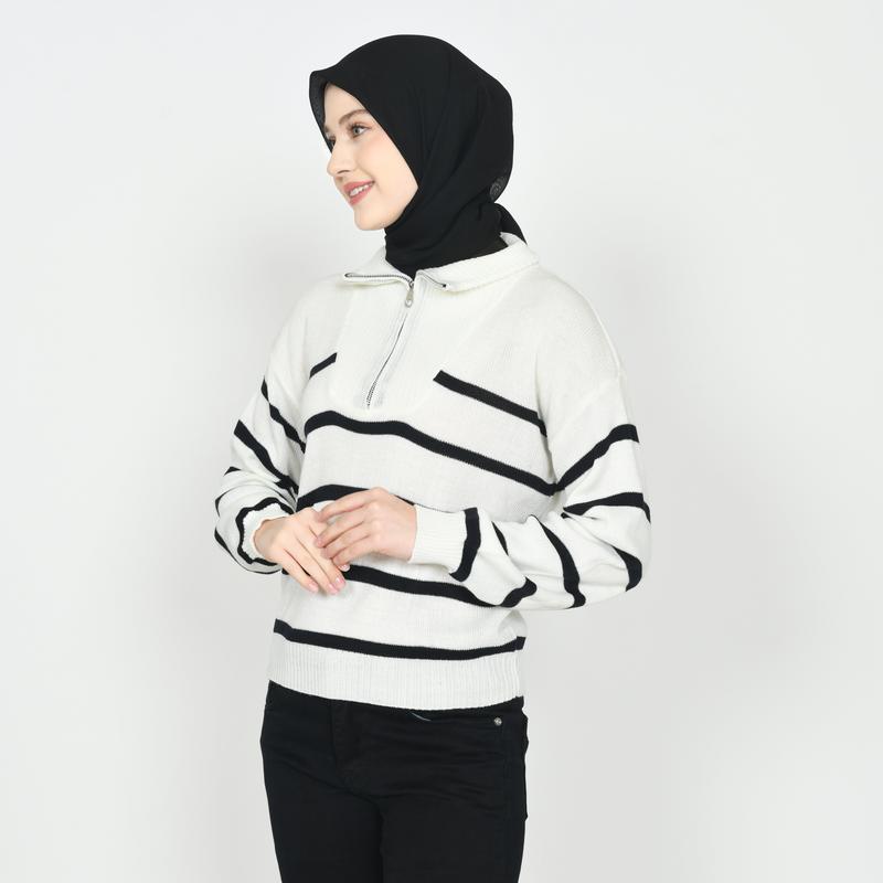 Product Introduction of (Produk Baru) Outer Blouse Rajut Wanita Zipper Crop Top  Korean Style Bahan Lembut Premium 40