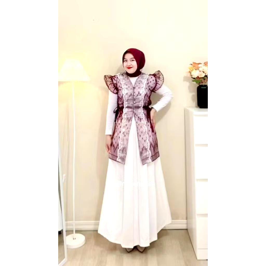 meyina outer brukat tunik hari lebaran/hari raya outer brokat kondangan