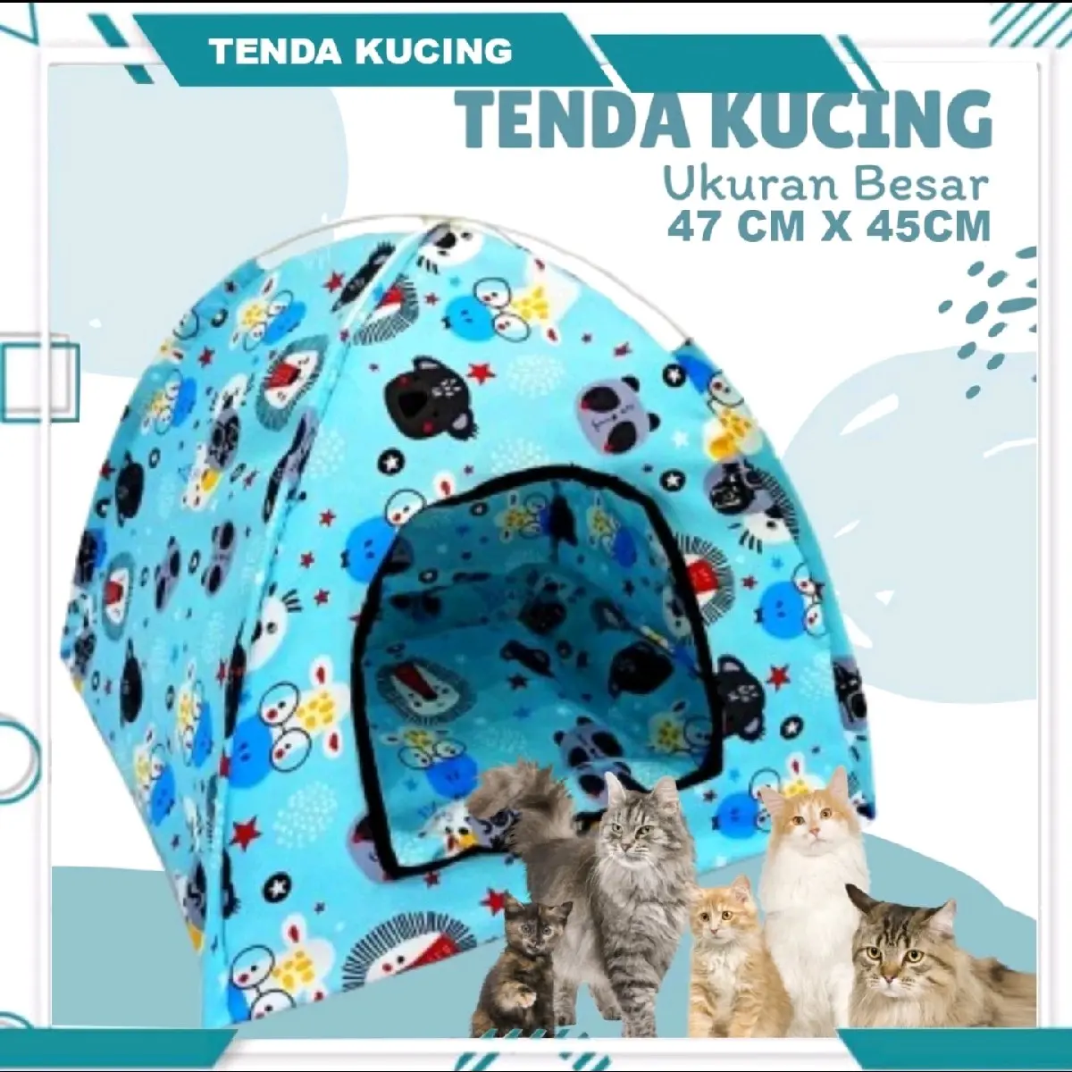 Tempat Tidur Tenda Kucing Anjing Plus Kasur Tidur / Tenda Kucing Portabel untuk Bermain dan Beristirahat Bonus Bantal Kalung dan Mainan Kucing Fresh garden