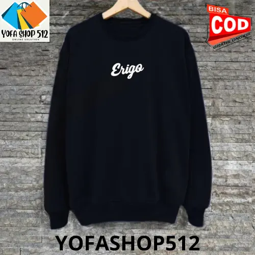 Sweater Crewneck Pria Distro ERIGO Brand Unisex Cewek Cowok Keren Bahan Tebal Switer Sablon terlaris 0