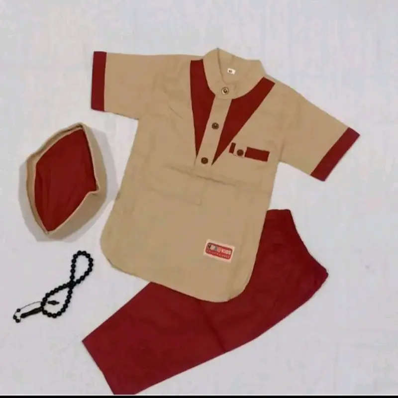 KOKO ZAIN ANAK USIA 1-11 TAHUN PLUS PECI POLOS   Katun  Poliester Hitam Putih ternyaman terlaris dan termurah Baju Kerah 4