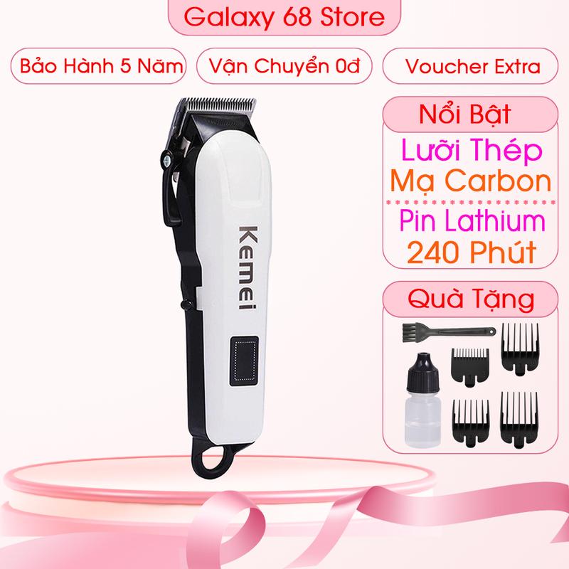  Tông Đơ Cắt Tóc Cao Cấp Kemei 809A Lưỡi Thép Titanium 4 Cỡ 3mm 6mm 10mm 13mm Pin Lithium 2000mAh Màn Hình LCD Chạy Cực Câm 