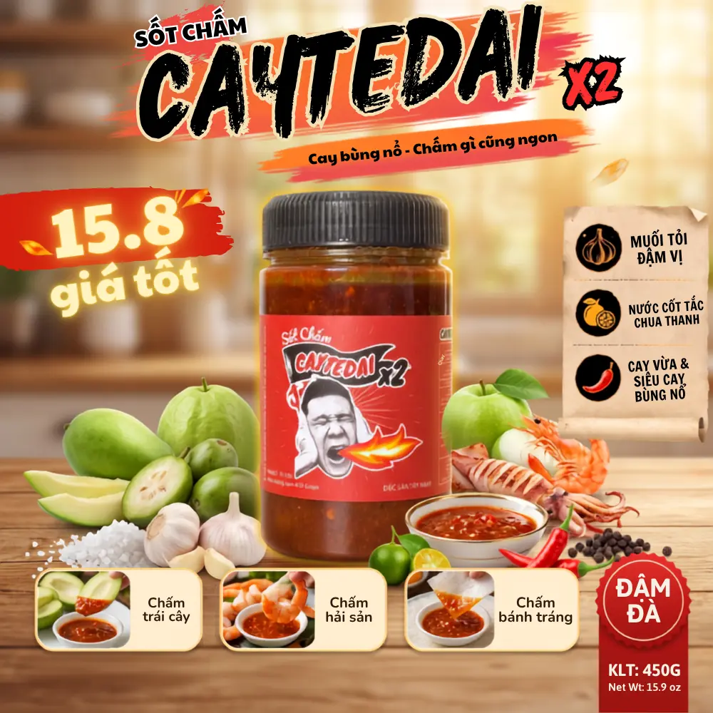 Sốt Chấm CayTeDai x2 SIÊU CAY - Sốt Muối Chấm Lâm Vlog Cay Tê Dại x2