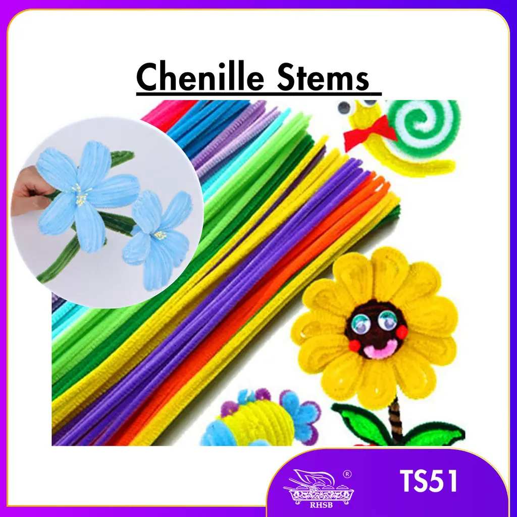 100PCS COLORFUL CHENILLE STEMS/ PIPE CLEANER/ ASSORTED COLOURS ART AND CRAFT/ DAWAI BERBULU 6MM/ TINSEL STEM/ DAWAI JONG