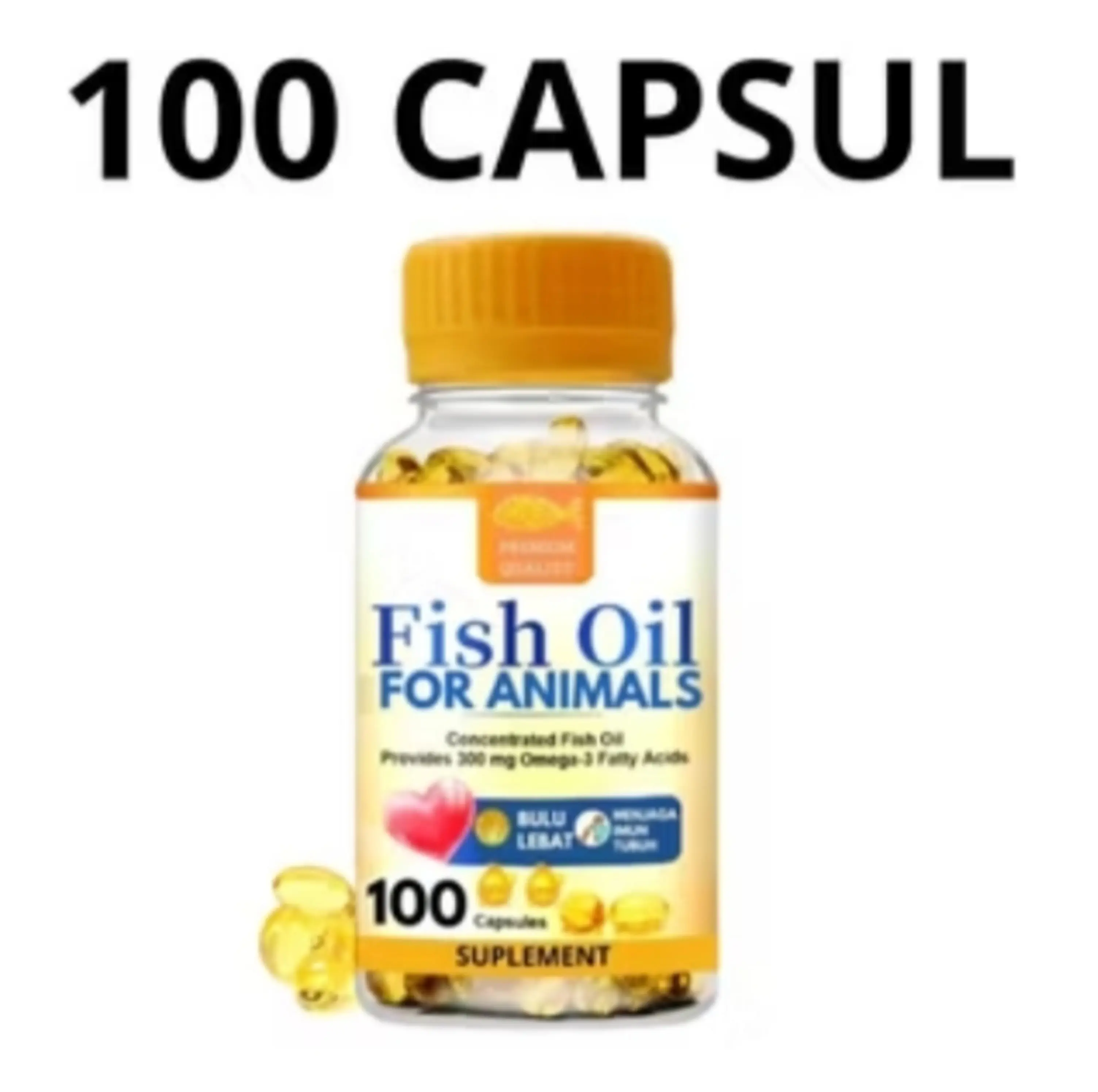 Minyak Ikan Premium isi50 softgel - Vitamin Bulu Kucing Anjing Fish Oil For Animals