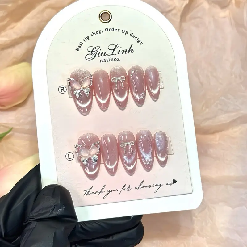 M428 nailbox thiết thạch mắt mèo phối charm xinh đi chơi đi tiệc kỉ yếu 2