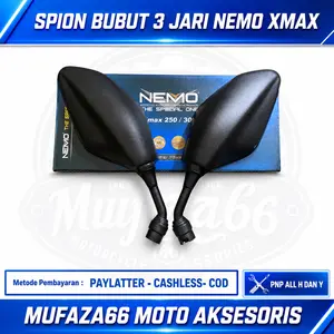 Spion Xmax Nemo Bubut 3 Jari, cermin cembung tidak zoom cocok untuk Nmax, Aerox, play and plug Honda, bisa juga buat Yamaha
