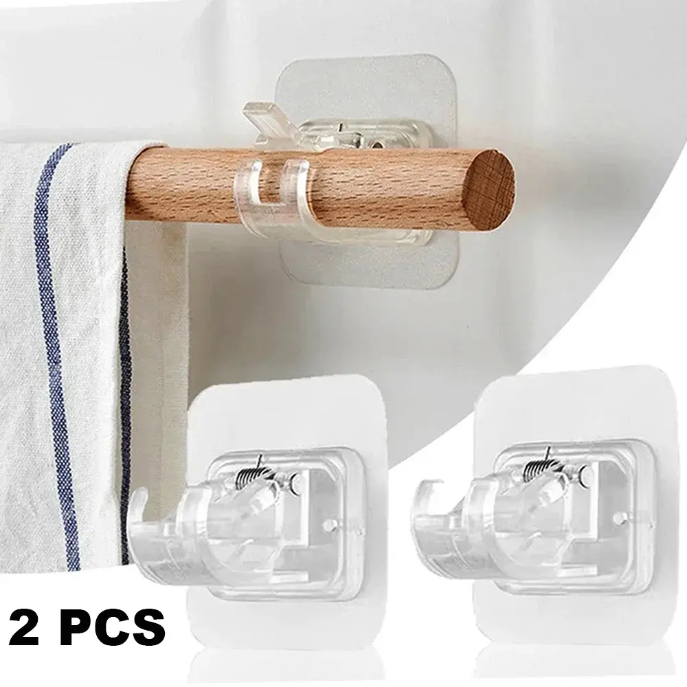 Clamp Gantungan Adhesive Wall Hanger Curtain Rod 2 PCS