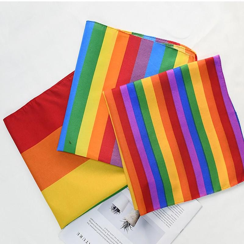 Trendy Pride Festival Pocket Square Scarf Rainbow Colorful Headband Wristband Lesbian 1