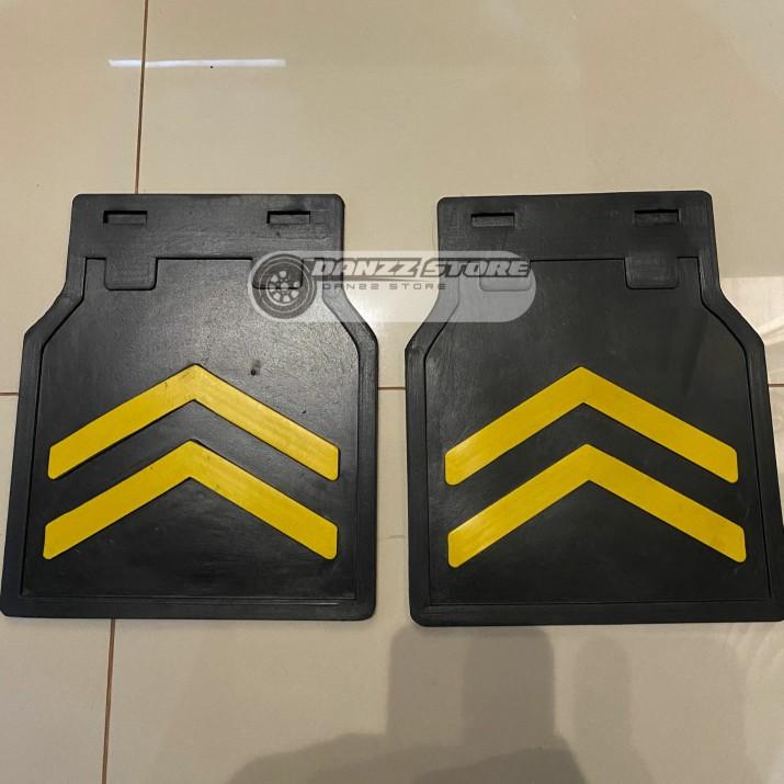 Product Introduction of Karet Lumpur Karet Ceceret Spakbor Mobil 1Set(Kiri Kanan) Warna Hitam Strip Kuning Kuning 1