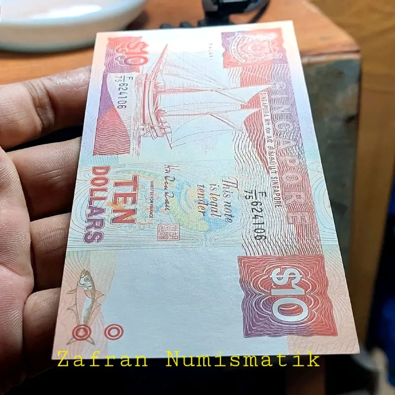 Koleksi Unik Langka Asing Kuno SGD 10 Dollar Singapura Ship Series Tahun 1988 3