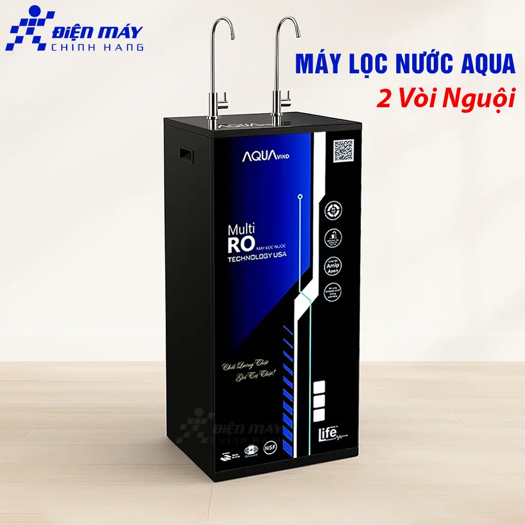 Máy lọc nước RO AQUA 2 Vòi có VỎ TỦ (Vòi uống trực tiếp và nấu ăn-KHÔNG có nóng lạnh) CHÍNH HÃNG BH 12 THÁNG