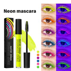 Lakerain Neon Mascara 6 Colors Blacklight Eyelash Waterproof and Smudgeproof Long Lasting Fluorescent Mascara for Daily Wear and Halloween Christmas