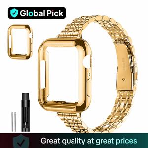 Correa de reloj con caja (solo banda y caja), Correa de reloj de acero inoxidable con caja, Accesorios para reloj compatibles con Apple Watch 9/8/7/6/5/4/3/2/1/SE/SE2
