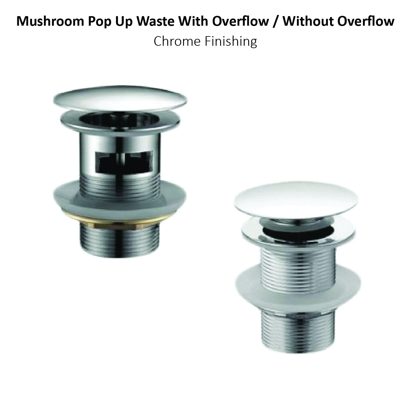 SG Ready Stock Authorized Dealer Mushroom Chrome Basin Pop Up Waste (With Overflow / Without Overflow)