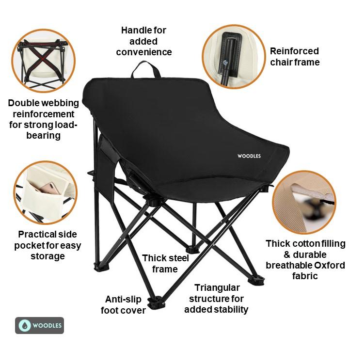 Product Introduction of [SG Stock] Woodles Outdoor Camping Moonchair 4-in-1 Recliner Chair Table Foldable Portable Camp Fishing Painting Beach Balcony 23