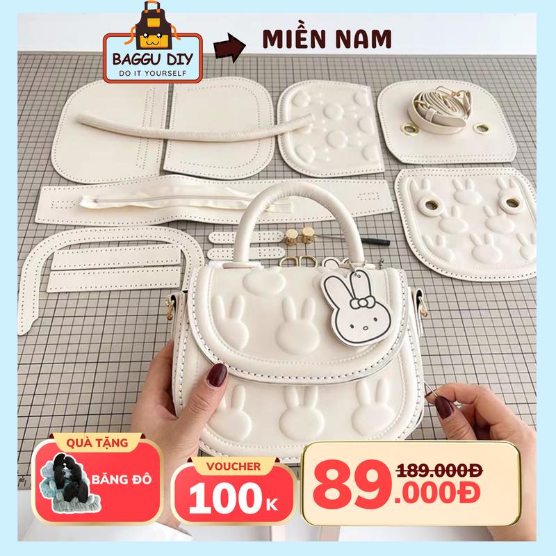  Bộ Nguyên Liệu Làm Túi Handmade Set Tự Làm Dapu Họa Tiết Hình Thỏ Quà Tặng Bạn Gái Crush Dịp Lễ 20 10 Noel,...Đầy Đủ Phụ Kiện kèm VIDEO Hướng Dẫn chi tiết  21cm×11cm×11cm ... BAGGU DIY U01 Kem Hoa 