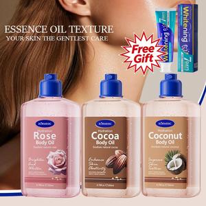 2 bottles-Hydration Body Oil 260ml – Lightweight Nourishing Moisturizing Oil with Natural Rose, Cocoa & Coconut Extract – Deep Hydration, Brightening, Improve Skin Elasticity, Soften & Smooth Texture, Fade Dryness, Radiant Silky Glow, Easily Absorbed