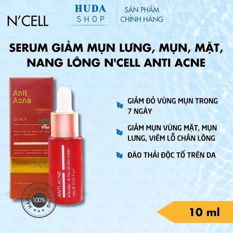 Serum giảm mụn lưng, mụn, mặt, nang lông N'Cell Anti Acne 10ml