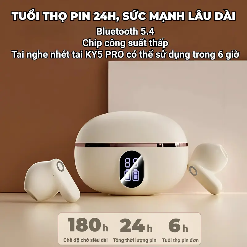 Tai nghe KY5 PRO Nhét Tai Ánh Sáng Mới Nhất [2 Quà tặng] 1 Nhãn dán hoạt hình +1 Bao tay chơi game, Âm thanh nổi mức HiFi, Màn hình kỹ thuật số thông minh, Micrô tích hợp, Chống nước iPX5, Điều khiển cảm ứng,Giảm tiếng ồn ENC | BigBuy360 - bigbuy360.vn