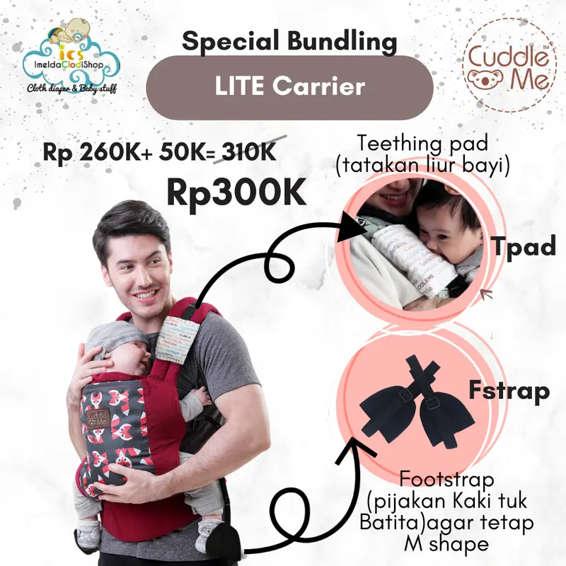 Cuddle me Lite carrier Polos Motif solid gendongan bayi depan SSC support M shape gendong hipseat Empuk 6
