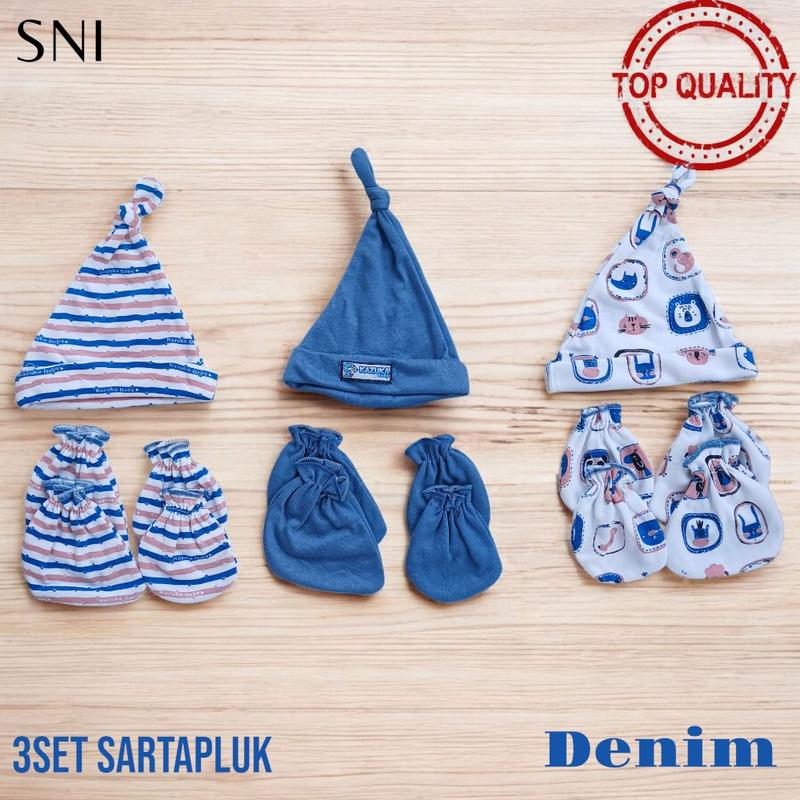 Product Introduction of 9in1 / 3 Set Topi Dan Sarung tangankaki Bayi Baru Lahir (SNI) Usia 0-3 Bulan Unisex Fashion 10