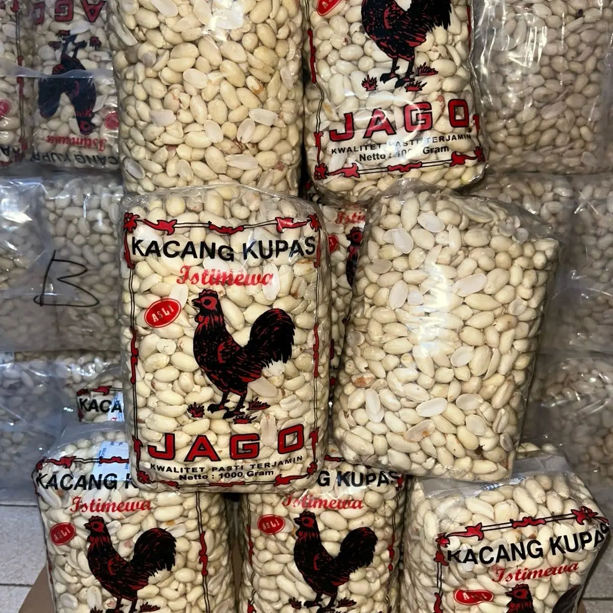 [Kacang Ukuran BESAR] Kacang Tanah Kupas "MENTAH" Cap Jago 1 KG kacang Camilan Food
