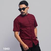 Gambar PAKAJI Kemeja Pria Kerah Sanghai Koko Lengan Pendek Polos Maroon 1043 - M dari PAKAJI OFFICIAL Kota Tangerang Selatan 1 Tokopedia