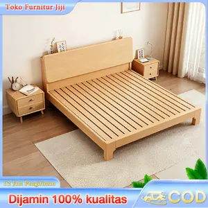 JIJI_1 Dipan kayu/Tempat tidur kayu /Ranjang kayu/Alas kasur Ranjang kayu solid, ranjang single, 【recommended banget】ranjang ganda untuk orang dewasa, desain kamar tidur sederhana tanpa kepala ranjang serta ranjang tatami untuk anak-anak Lac 180_200_30CM