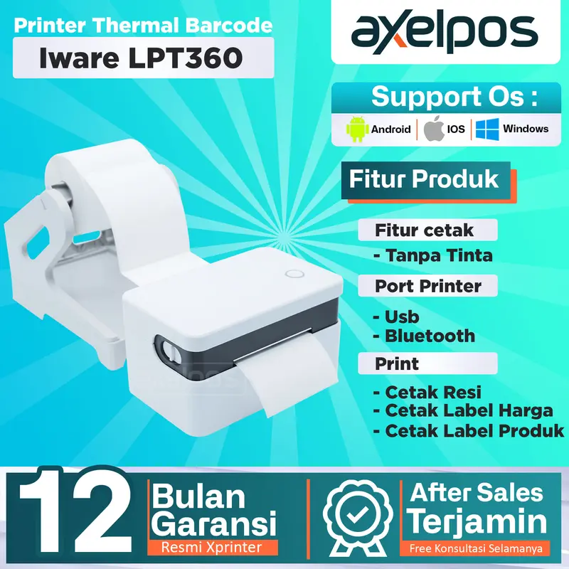 Printer Thermal Label Barcode 80mm Usb Bluetooth Iware LPT360 0
