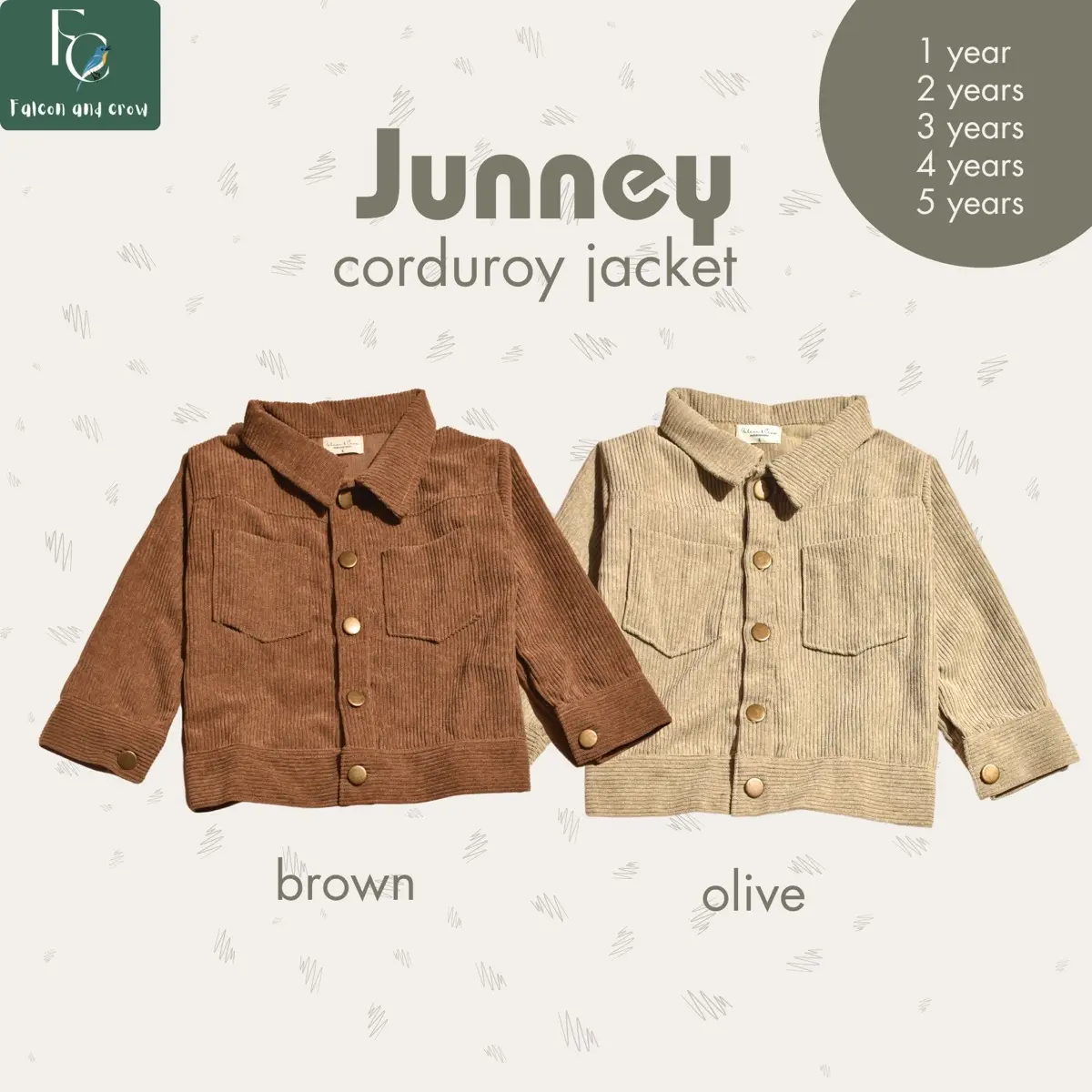 FalcondCrow - Junney Corduroy Jacket Anak Unisex / jaket anak cewe cowo / jaket corduroy laki laki perempuan Fashion