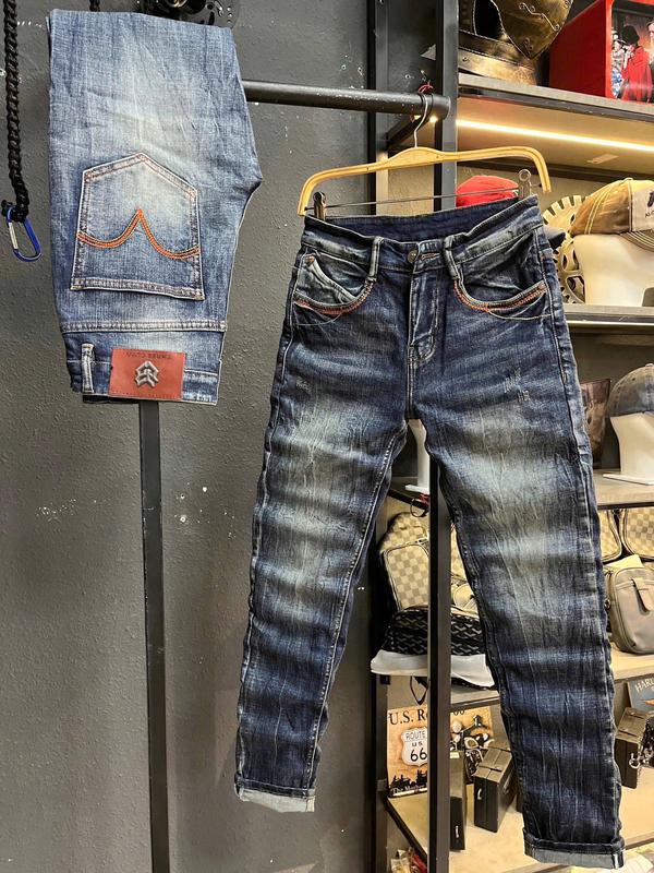 2 Màu Quần Jeans THREE CLTN JD754-JD8059 Quần Jean Nam Dài Màu Xanh Đậm Was Thêu Mạng Túi Trước Sau Chỉ Đỏ & Chỉ Cam J3760-J3977 Chi Tiết Như Hình.